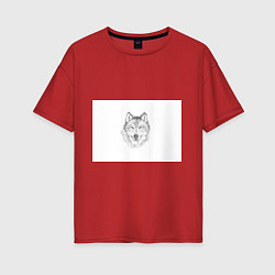 Женская футболка оверсайз Нарисованный волк зубами щёлк