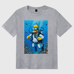 Футболка оверсайз женская Homer diving - ai art, цвет: меланж