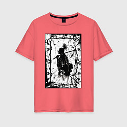 Женская футболка оверсайз Воин с катаной