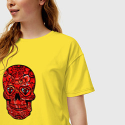 Футболка оверсайз женская Red decorative skull, цвет: желтый — фото 2