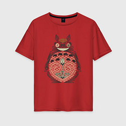 Футболка оверсайз женская Forest Totoro, цвет: красный
