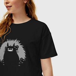 Футболка оверсайз женская Smiling Totoro, цвет: черный — фото 2