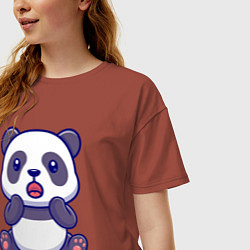 Футболка оверсайз женская Удивлённая панда, цвет: кирпичный — фото 2