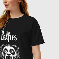 Футболка оверсайз женская The Beatles rock panda, цвет: черный — фото 2