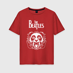 Футболка оверсайз женская The Beatles rock panda, цвет: красный