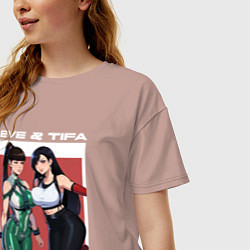 Футболка оверсайз женская Тифа и Ева girls fantasy, цвет: пыльно-розовый — фото 2