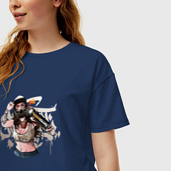 Футболка оверсайз женская Девушка - граффитчица, цвет: тёмно-синий — фото 2