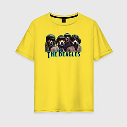 Футболка оверсайз женская Beatles beagles, цвет: желтый