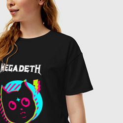 Футболка оверсайз женская Megadeth rock star cat, цвет: черный — фото 2