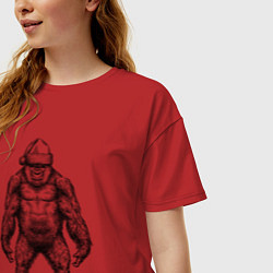 Футболка оверсайз женская Новогодняя горилла, цвет: красный — фото 2