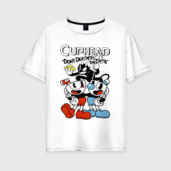 Футболка оверсайз женская Cuphead - devil, цвет: белый