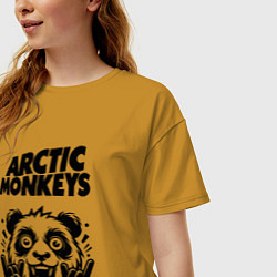 Футболка оверсайз женская Arctic Monkeys - rock panda, цвет: горчичный — фото 2