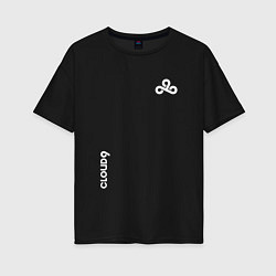 Футболка оверсайз женская Cloud9 - white logo, цвет: черный