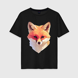 Футболка оверсайз женская Foxs head, цвет: черный