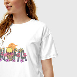 Футболка оверсайз женская Aloha череп, цвет: белый — фото 2
