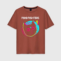 Футболка оверсайз женская Foo Fighters rock star cat, цвет: кирпичный