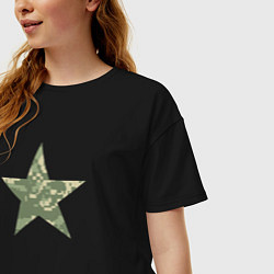 Футболка оверсайз женская Звезда камуфляж пиксельный, цвет: черный — фото 2