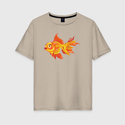 Футболка оверсайз женская Golden fish, цвет: миндальный