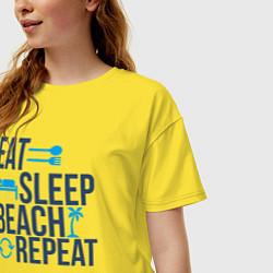 Футболка оверсайз женская Есть спать пляж, цвет: желтый — фото 2