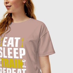 Футболка оверсайз женская Eat sleep train, цвет: пыльно-розовый — фото 2