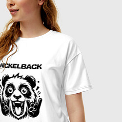 Футболка оверсайз женская Nickelback - rock panda, цвет: белый — фото 2