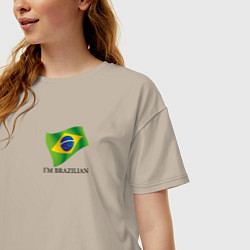 Футболка оверсайз женская Im Brazilian - motto, цвет: миндальный — фото 2