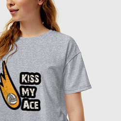 Футболка оверсайз женская Kiss my ace volleyball, цвет: меланж — фото 2