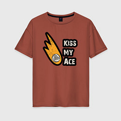 Футболка оверсайз женская Kiss my ace volleyball, цвет: кирпичный