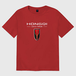 Женская футболка оверсайз Hongqi - logo
