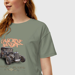 Футболка оверсайз женская Хот род и надпись живи быстро, цвет: авокадо — фото 2