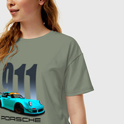 Футболка оверсайз женская Cпортивный автомобиль Porsche, цвет: авокадо — фото 2