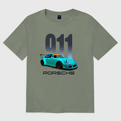 Женская футболка оверсайз Cпортивный автомобиль Porsche