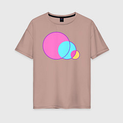 Футболка оверсайз женская Три пересеченных круга, цвет: пыльно-розовый