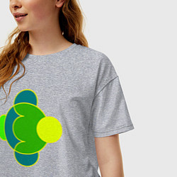 Футболка оверсайз женская Фигура из окружностей желто-зеленая, цвет: меланж — фото 2