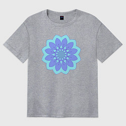 Футболка оверсайз женская Сиреневая мандала цветок, цвет: меланж