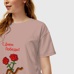 Футболка оверсайз женская Две гвоздики, цвет: пыльно-розовый — фото 2