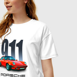 Футболка оверсайз женская Porsche 911 спортивный немецкий автомобиль, цвет: белый — фото 2