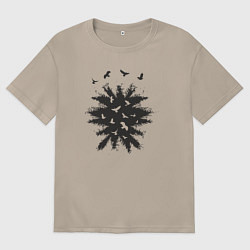 Футболка оверсайз женская Лесные птички, цвет: миндальный