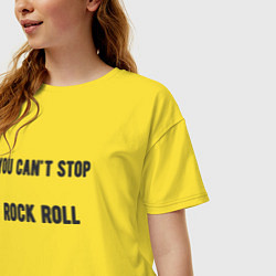 Футболка оверсайз женская You cant stop rock roll, цвет: желтый — фото 2
