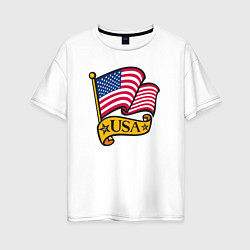 Футболка оверсайз женская American flag, цвет: белый