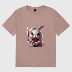 Футболка оверсайз женская Зайчик Маньяк, цвет: пыльно-розовый