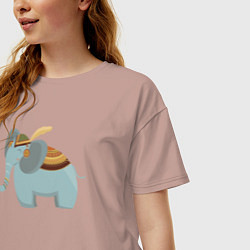 Футболка оверсайз женская Cute elephant, цвет: пыльно-розовый — фото 2