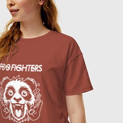 Футболка оверсайз женская Foo Fighters rock panda, цвет: кирпичный — фото 2