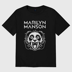 Футболка оверсайз женская Marilyn Manson rock panda, цвет: черный