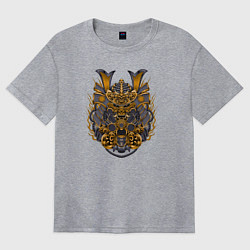 Женская футболка оверсайз Голова японского самурая