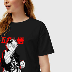 Футболка оверсайз женская Сатору Годжо сильнейший - Магическая битва, цвет: черный — фото 2