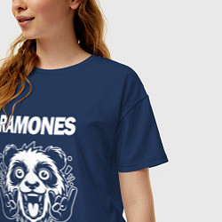 Футболка оверсайз женская Ramones rock panda, цвет: тёмно-синий — фото 2