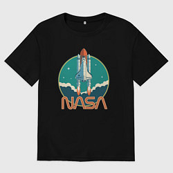Футболка оверсайз женская NASA spaceship, цвет: черный
