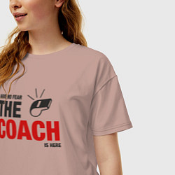 Футболка оверсайз женская Не волнуйся тренер здесь, цвет: пыльно-розовый — фото 2