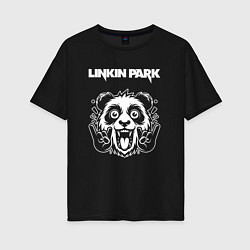 Футболка оверсайз женская Linkin Park rock panda, цвет: черный